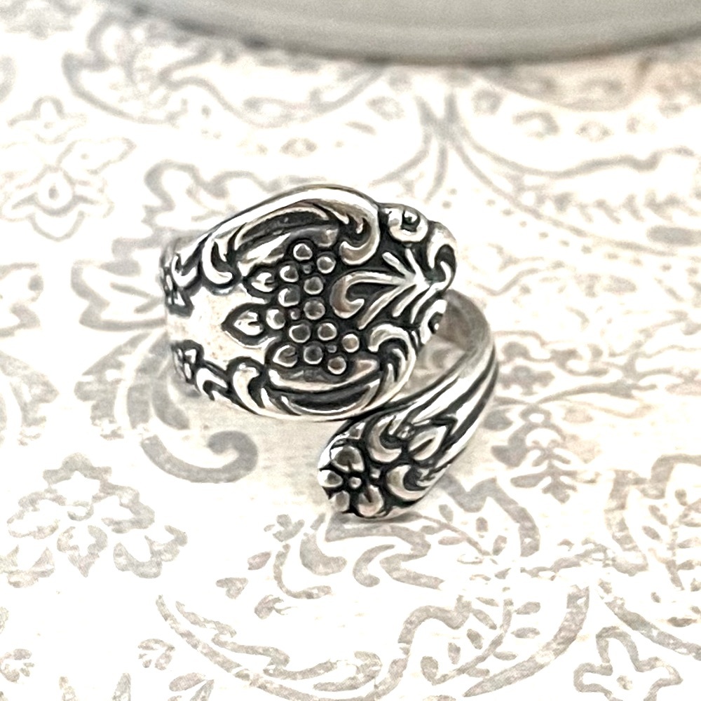 Ring Silver ring vintage antique spoon ring silver boho hippie handmade floral